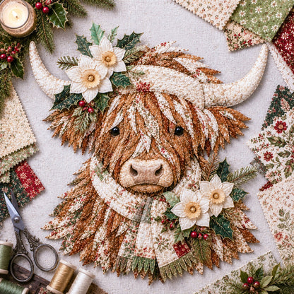 🐮💐🌸 Birth Flower Highland Cow 3D Layered Fabric Art DIY Kit 🔥